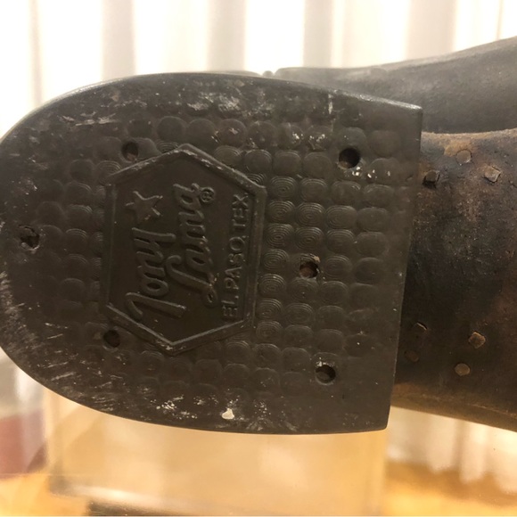 Leather Tony Lama Boots; Size 10. Worn with lots of old wear marks as pictured. - Picture 7 of 14